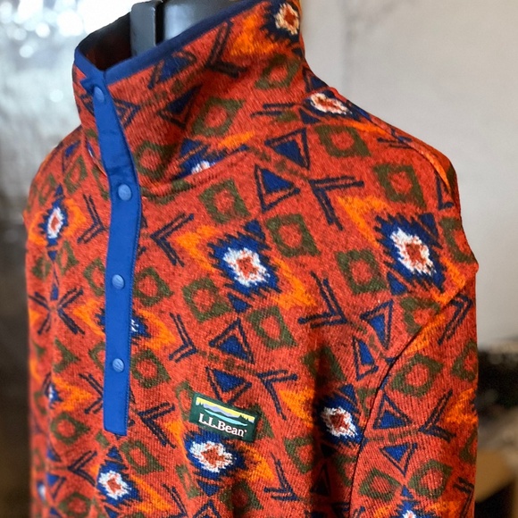 L.L.Bean XL Tall Aztec Snap Fleece Pullover - Picture 3 of 8
